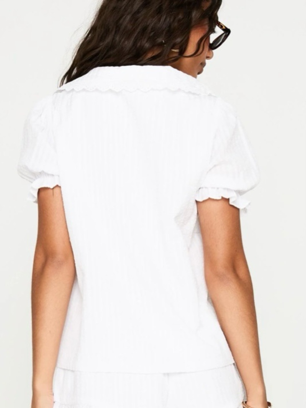 Princess Polly White Textured Tie-Front Tunic Top - Picture 2 of 11